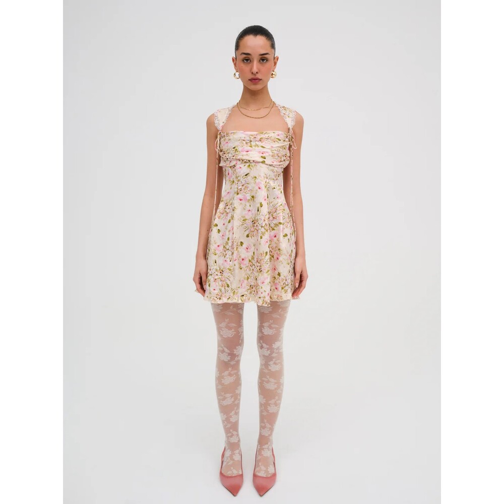 FOR LOVE & LEMONS Holland Mini Dress Women’s XS Pink Floral Coquette Romantic - Picture 2 of 16